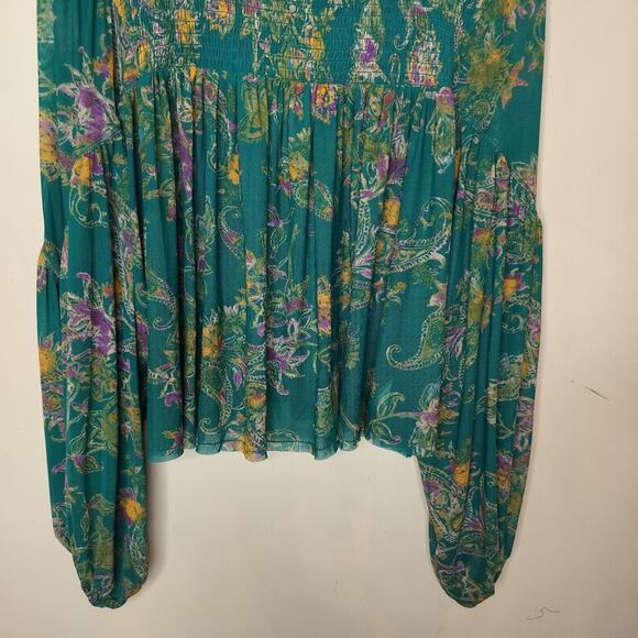 Free People Floral Up For Anything Blouse Balloon Sleeve - Picture 4 of 13